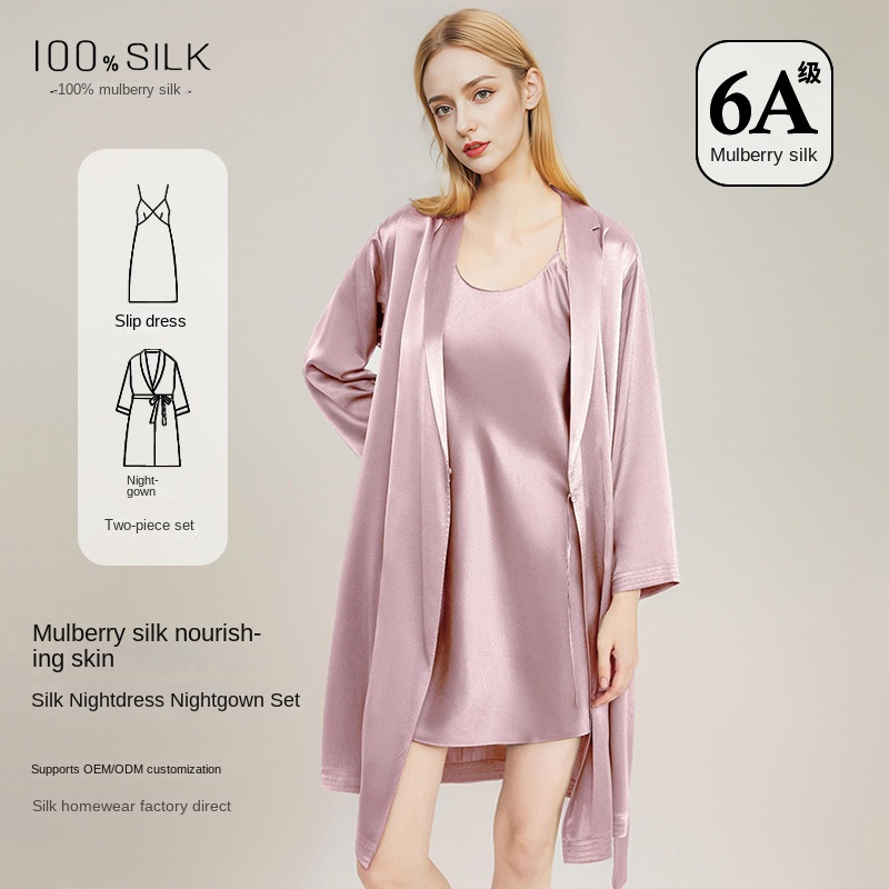 Robe Silk Women - 여성 우아한 100% 멀버리 실크 나이트드레스