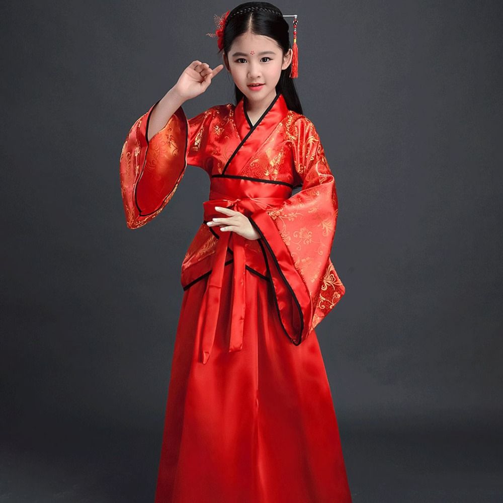 Robe Silk Women - 패션 민족 어린이 고대 의상 인쇄된