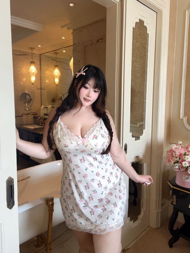 Babydoll Chemise Night - 여성용 섹시한 플러스 사이즈 란제리, 신축성