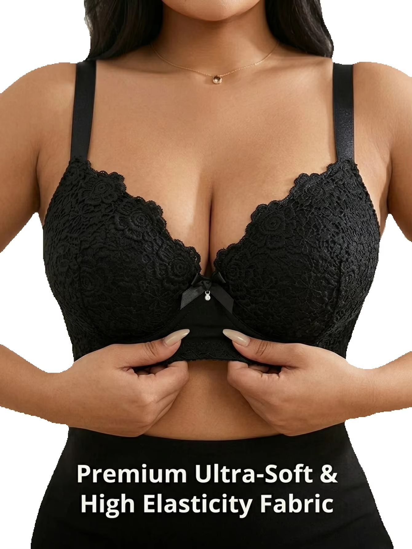 Push Up Bra Padded - 여성 플러스 사이즈 플로럴 푸쉬업 브라