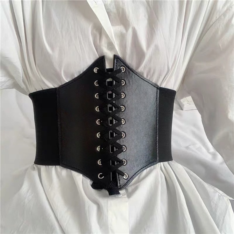 Corset Waist Cinch - 패션 코르셋 와이드 벨트 가짜 가죽