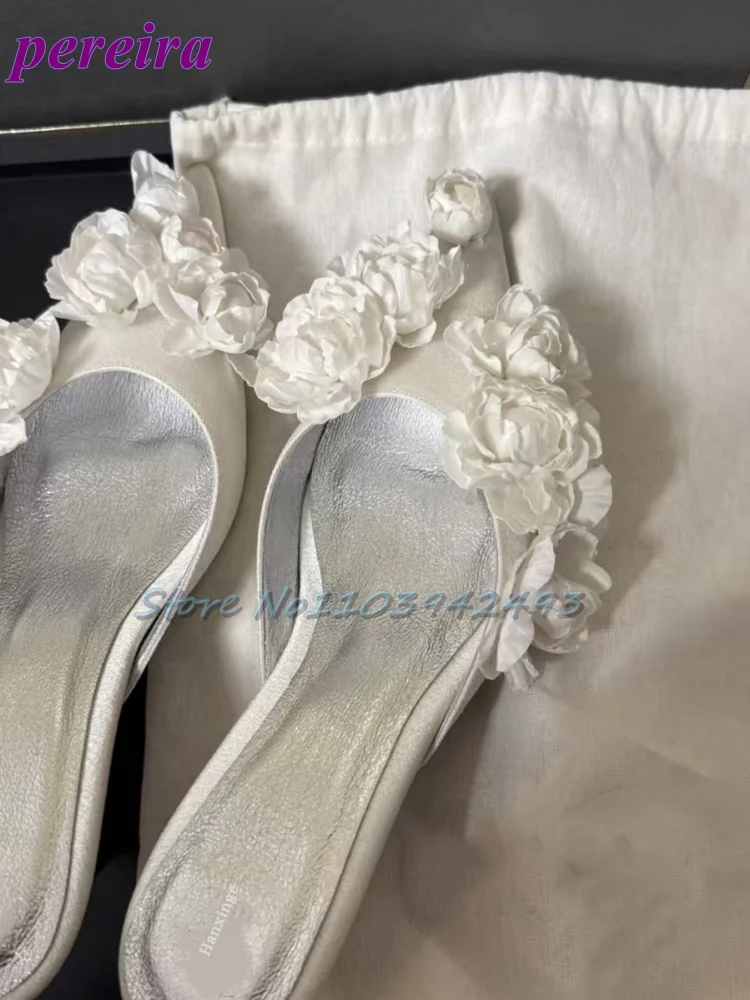 Slip Dress Satin - 멀티 플라워 웨딩 샌들 새틴 지적