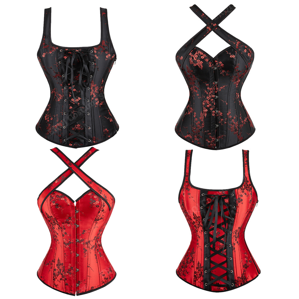 Corset Waist Cinch - 코르셋 여성 꽃 자카드 코르셋 Bustiers
