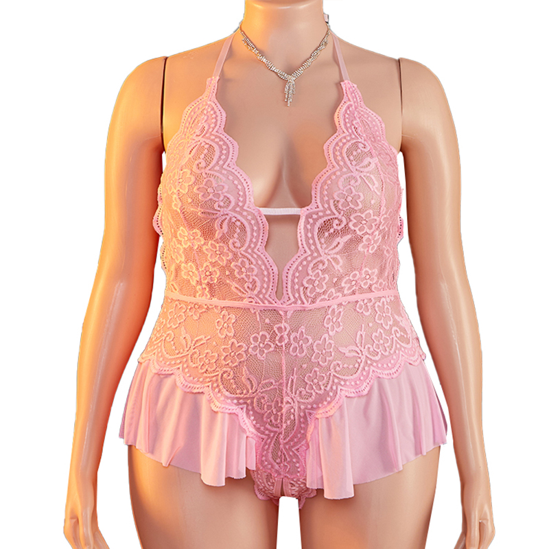 Lace Teddy Lingerie - 플러스 사이즈 1XL-4XL 테디 시스루 섹시