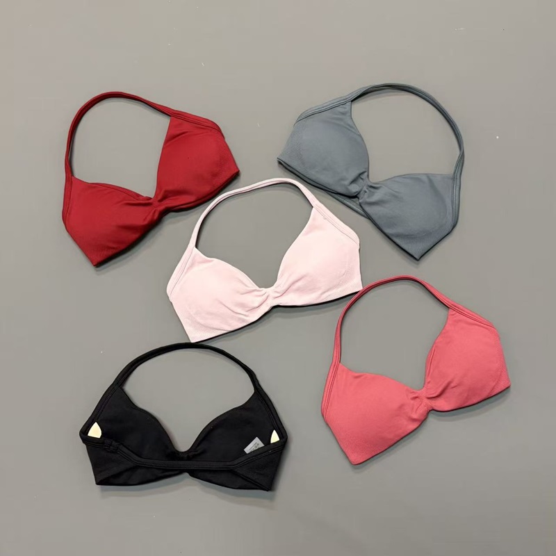 Sports Bra High Impact - 여성용 홀터 스포츠 브라 V넥 패드