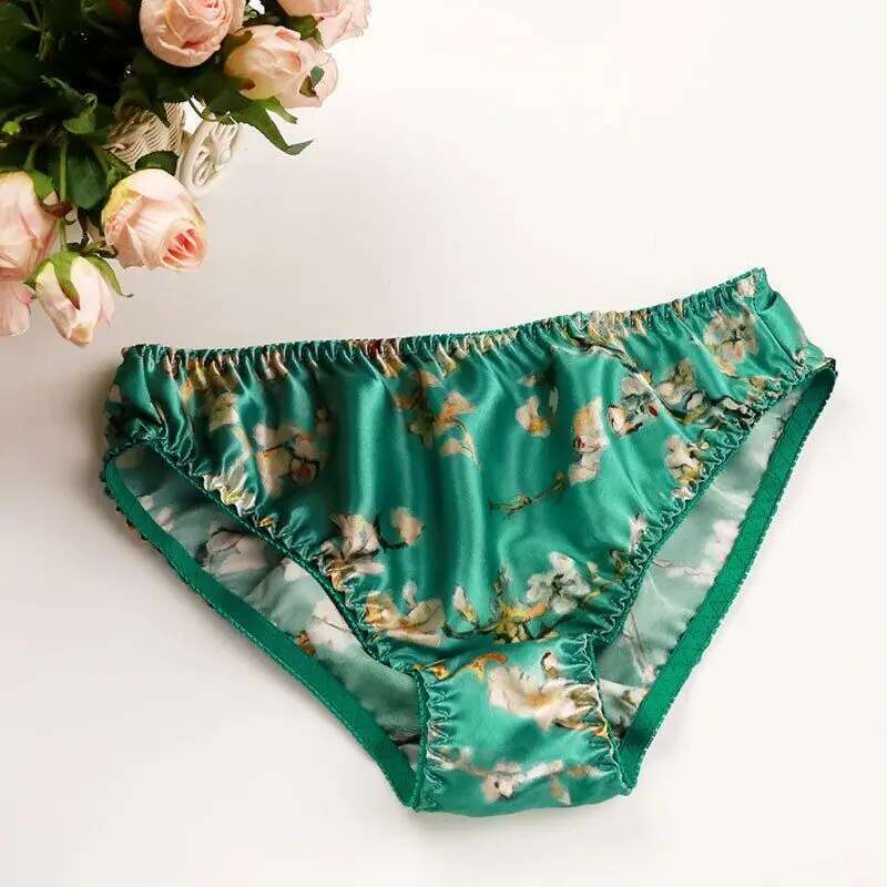 Boyshort Underwear - 여름 플로럴 프린트 아이스 실크 남성