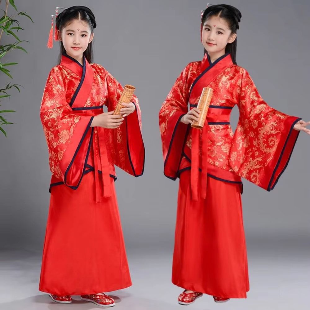 패션 민족 어린이 고대 의상 인쇄된 실크 로브 중국 스 - Robe Silk Women 리뷰 및 가격