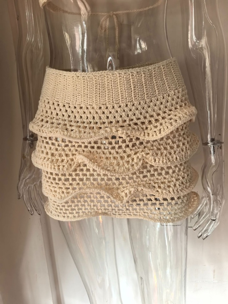 여성 핸드메이드 크로셰 니트 러플 휴가 비치 투피스 세 - Cami Top Lace 리뷰 및 가격