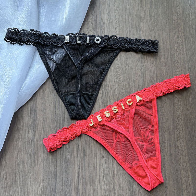 사용자 정의 끈 팬티 이름 크리스탈 편지 레이스 tan - Thong Bikini Women 리뷰 및 가격