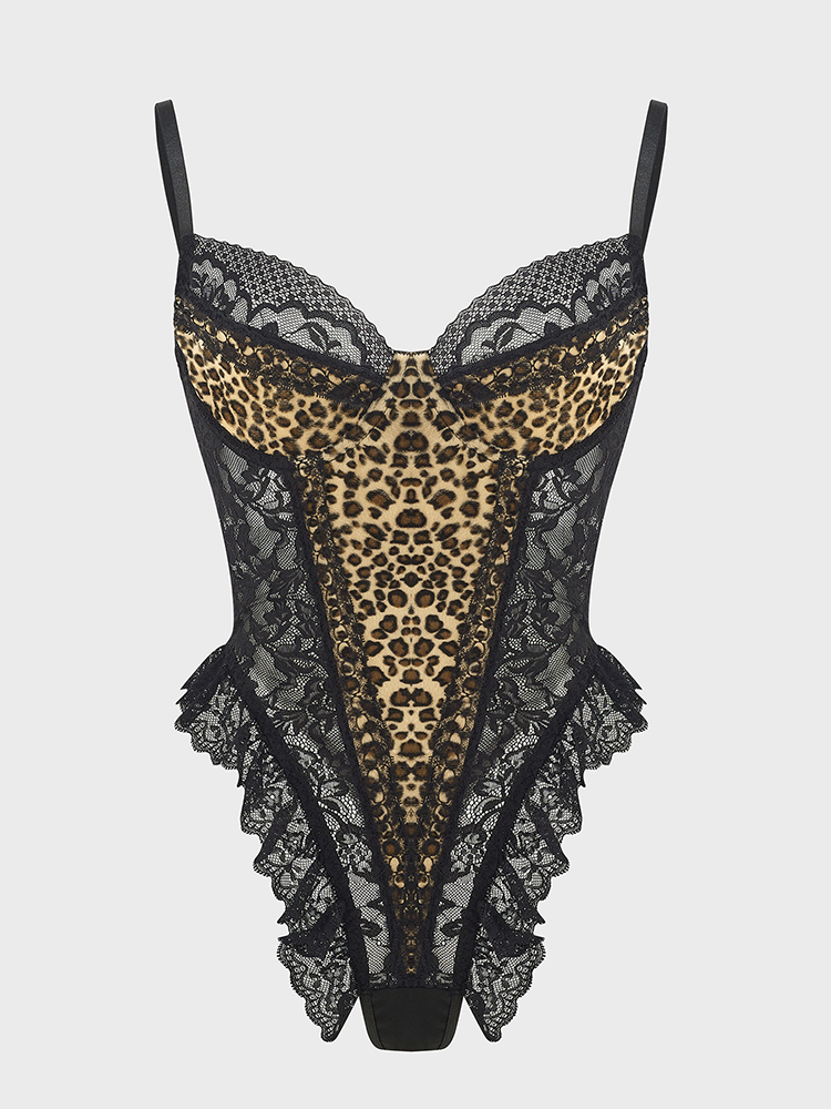 섹시한 레이스 레오파드 패턴 바디 슈트 빈티지 세련된  - Shapewear Bodysuit Firm 리뷰 및 가격
