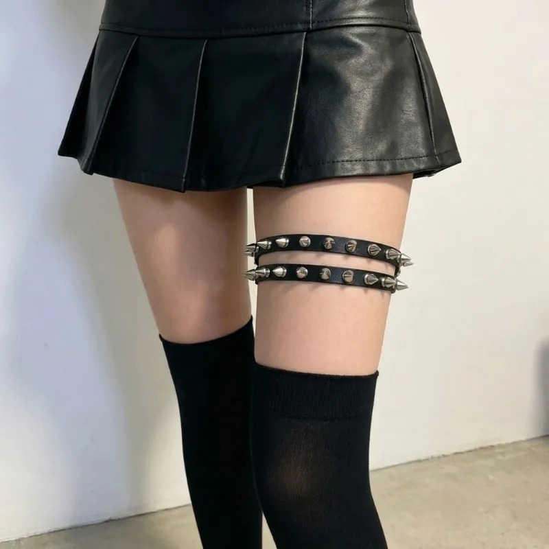 여성용 더블 로우 콘 스파이크 레그 가터, 펑크 록 리 - Garter Belt Set 리뷰 및 가격