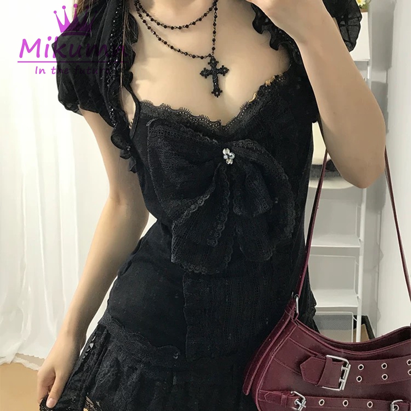 Mikumn 고딕 로리타 블랙 레이스 3 피스 세트 여 - Cami Top Lace 리뷰 및 가격