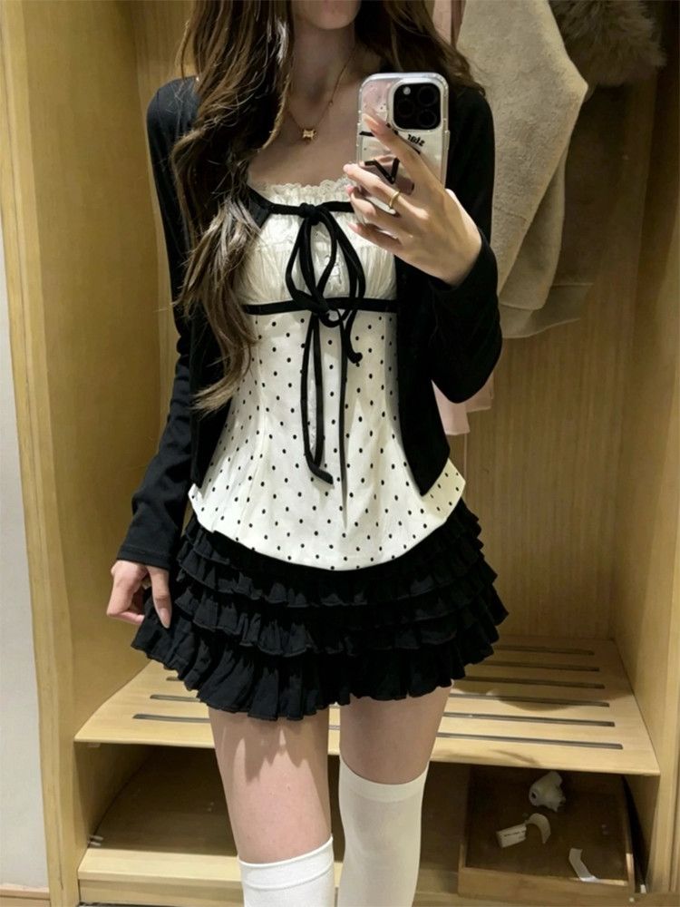한국 패션 폴카 도트 레이스 나비넥타이 3종 세트 여성 - Cami Top Lace 리뷰 및 가격