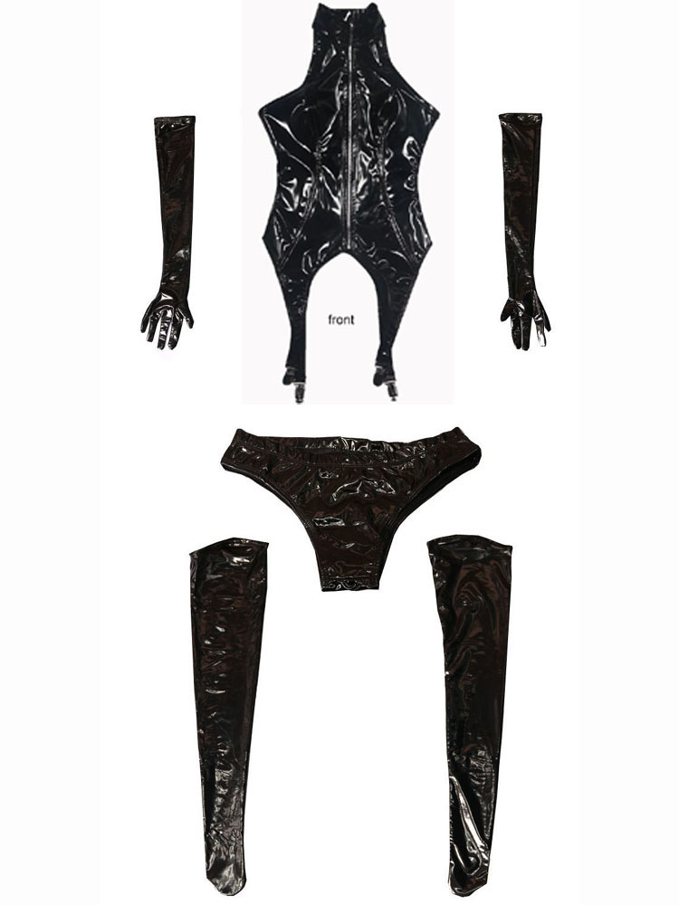 젖은 모양 PVC 캣수트 샤이니 PU 가죽 코스프레 의 - Garter Belt Set 리뷰 및 가격