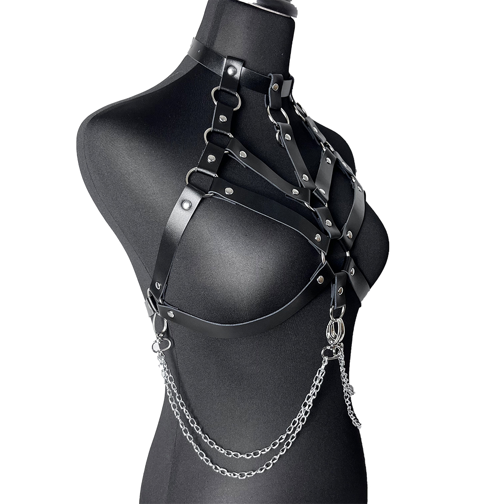 여성용 가죽 란제리 속박 가슴 하네스 체인, 섹시한 에 - Garter Belt Set 리뷰 및 가격