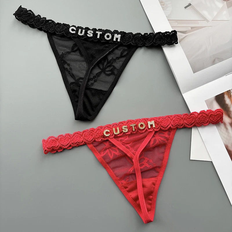 성격 사용자 정의 끈 팬티 이름 크리스탈 편지 섹시한  - Thong Bikini Women 리뷰 및 가격