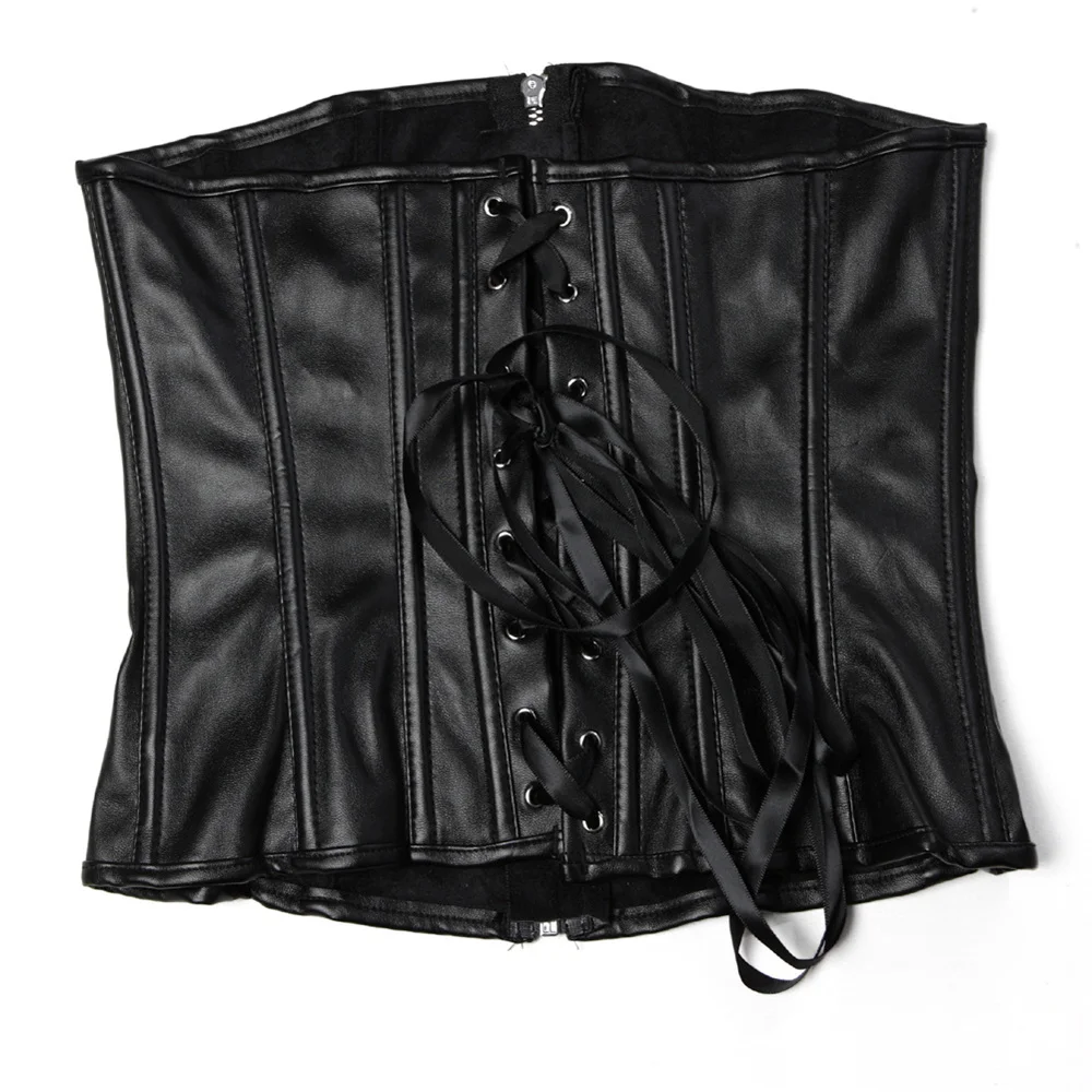 검은 색 짧은 지퍼 PU 인조 가죽 Underbust  - Corset Waist Cinch 리뷰 및 가격