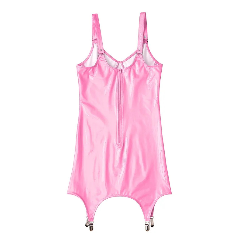 여성용 반짝이는 메탈릭 PVC 가죽 V넥 미니 드레스  - Babydoll Chemise Night 리뷰 및 가격