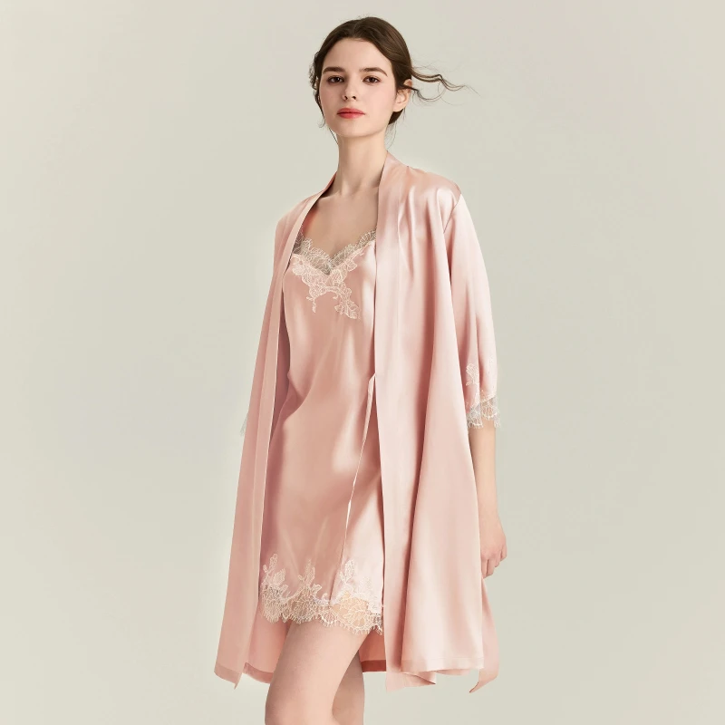 22MM 100% 뽕나무 실크 로브 가운 세트 레이스  - Robe Silk Women 리뷰 및 가격