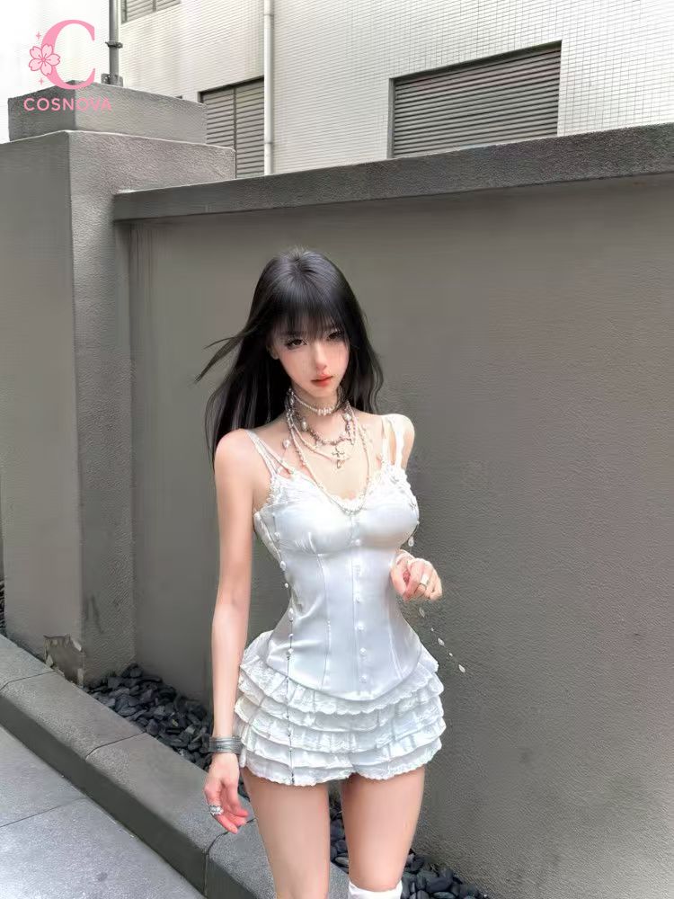 코케트 레이스 코르셋 투피스 세트 여성 슬림핏 스트랩  - Cami Top Lace 리뷰 및 가격