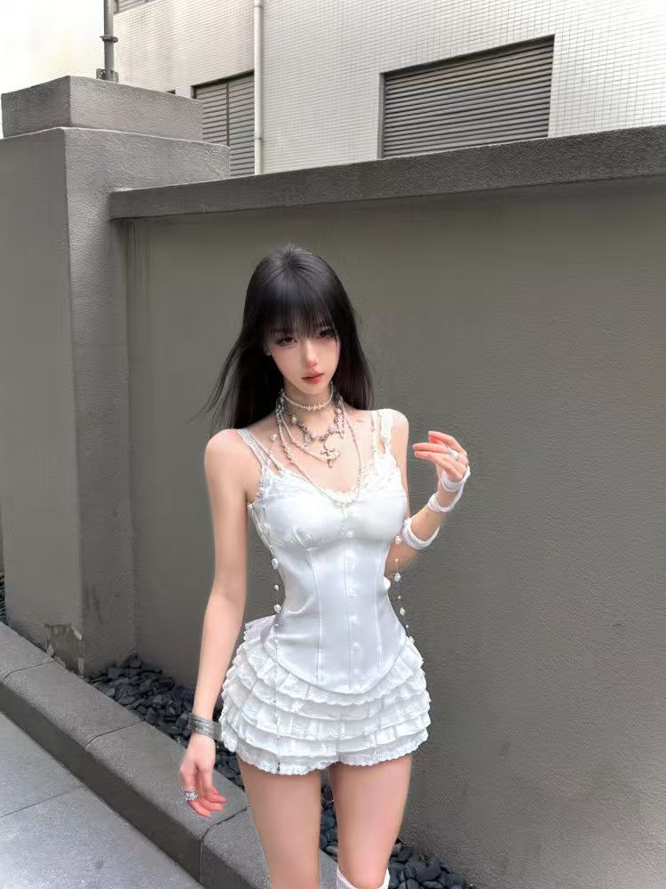코케트 레이스 코르셋 투피스 세트 여성 슬림핏 스트랩  - Cami Top Lace 리뷰 및 가격