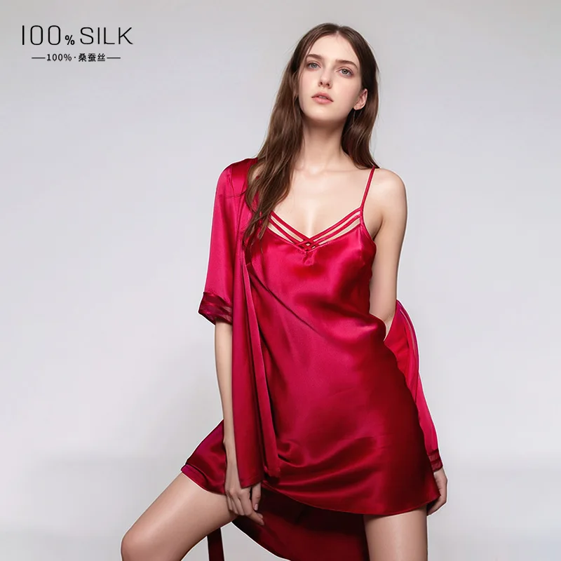 19MM 100% 뽕나무 실크 로브 가운 기모노 2피스 - Robe Silk Women 리뷰 및 가격