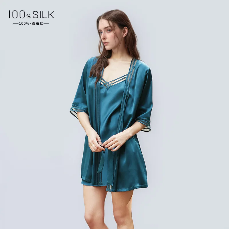 19MM 100% 뽕나무 실크 로브 가운 기모노 2피스 - Robe Silk Women 리뷰 및 가격