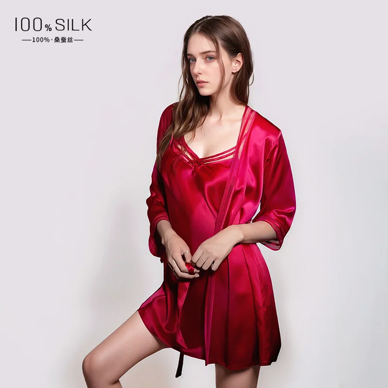 19MM 100% 뽕나무 실크 로브 가운 기모노 2피스 - Robe Silk Women 리뷰 및 가격