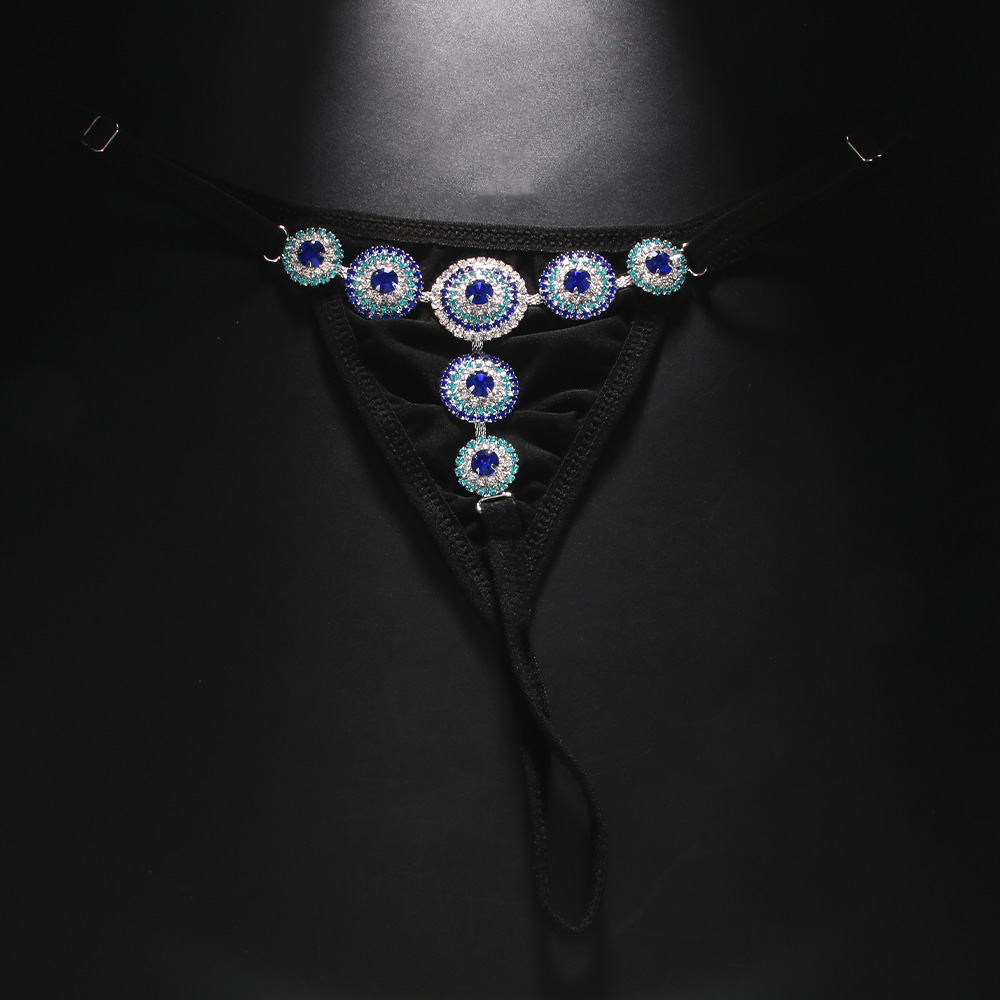 Rhinestone Evil Eye 끈 비키니 하의 팬 - Thong Bikini Women 리뷰 및 가격