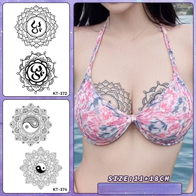 가슴 허브 주스 임시 타투 다투라 패턴 방수 땀 방지  - Nipple Cover Pasties 리뷰 및 가격