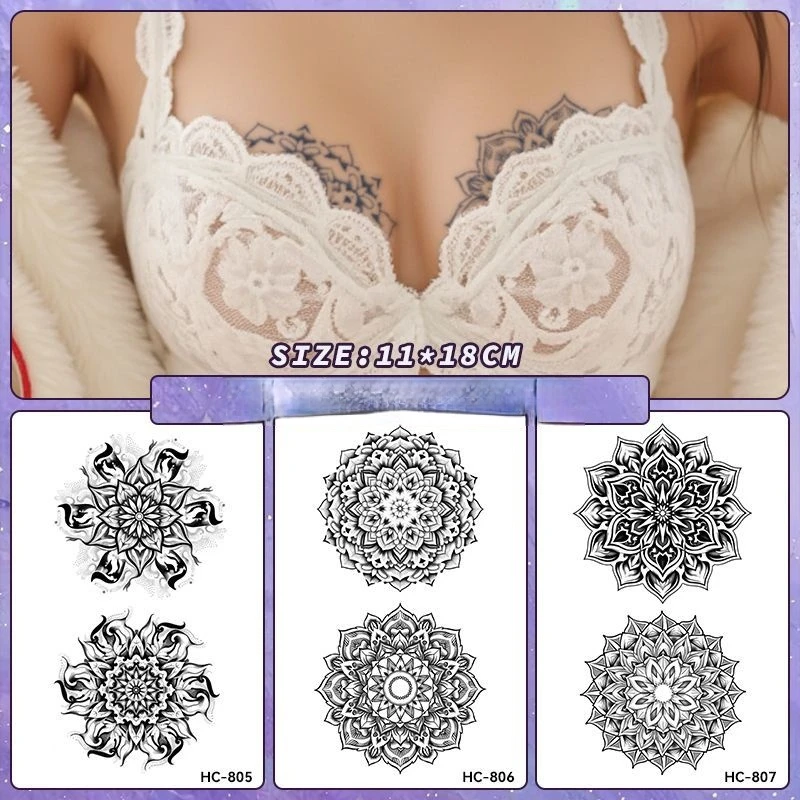 가슴 허브 주스 임시 타투 다투라 패턴 방수 땀 방지  - Nipple Cover Pasties 리뷰 및 가격