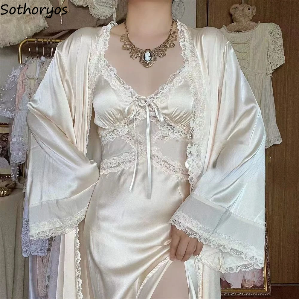 여성용 실크 로브 가운 세트, 부드러운 레이스 디자인, - Robe Silk Women 리뷰 및 가격